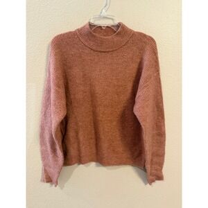 Leith Sweater Womens S Pink Excellent Mock Neck Ribbed Knit Long Sleeve